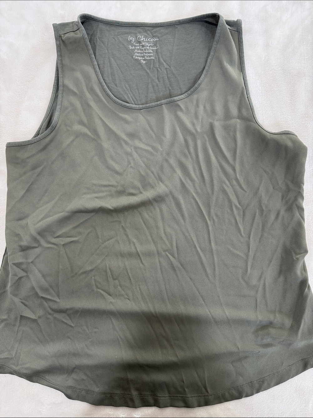 Chico's Olive Scoop Neck Sleeveless Tank